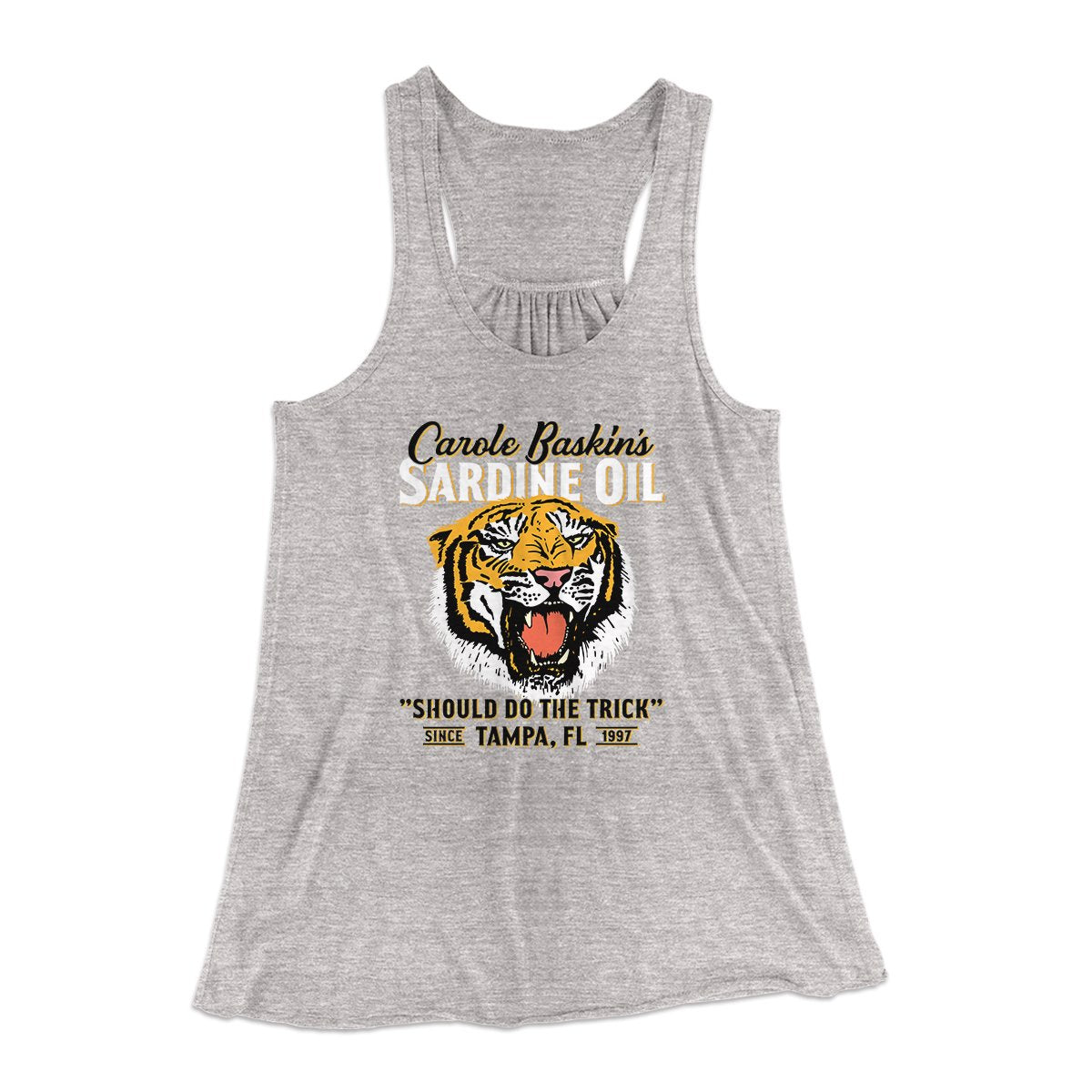 Carole Baskin's Sardine Oil Women's Flowey Tank Top | Funny Shirt from Famous In Real Life
