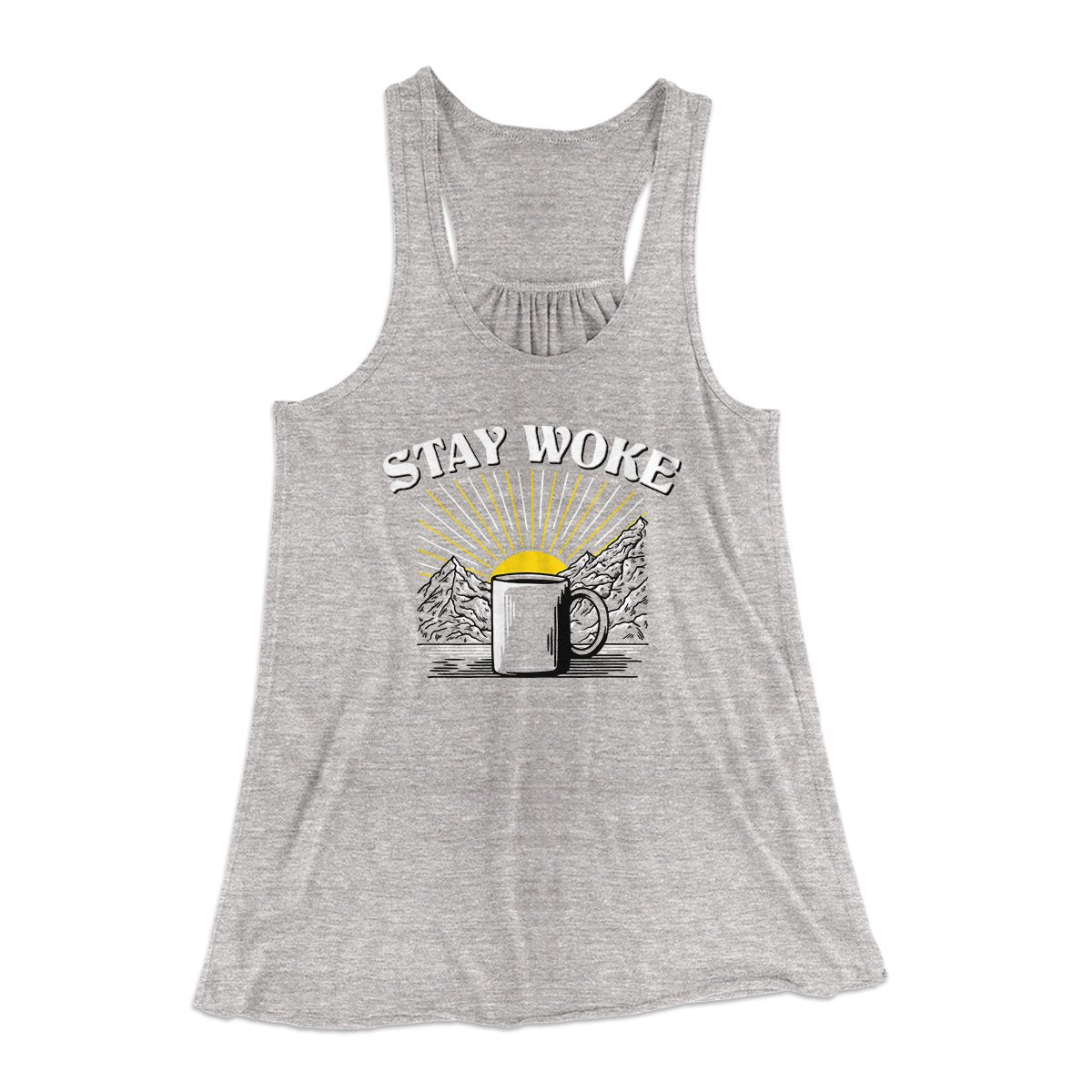 Stay Woke Coffee Funny Women's Flowey Tank Top | Funny Shirt from Famous In Real Life