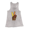 Peace Sign Hand Turkey Funny Thanksgiving Women's Flowey Tank Top Athletic Heather | Funny Shirt from Famous In Real Life