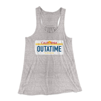 Outatime License Plate Women's Flowey Tank Top Athletic Heather | Funny Shirt from Famous In Real Life