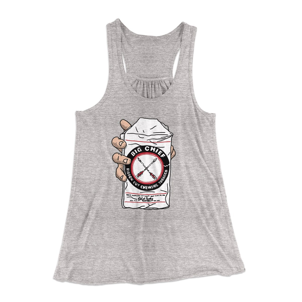 Big Chief Chew Women's Flowey Tank Top Athletic Heather | Funny Shirt from Famous In Real Life