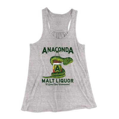 Anaconda Malt Liquor Women's Flowey Tank Top Athletic Heather | Funny Shirt from Famous In Real Life