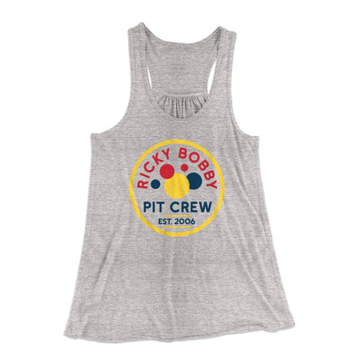 Ricky Bobby Pit Crew Women's Flowey Tank Top Athletic Heather | Funny Shirt from Famous In Real Life