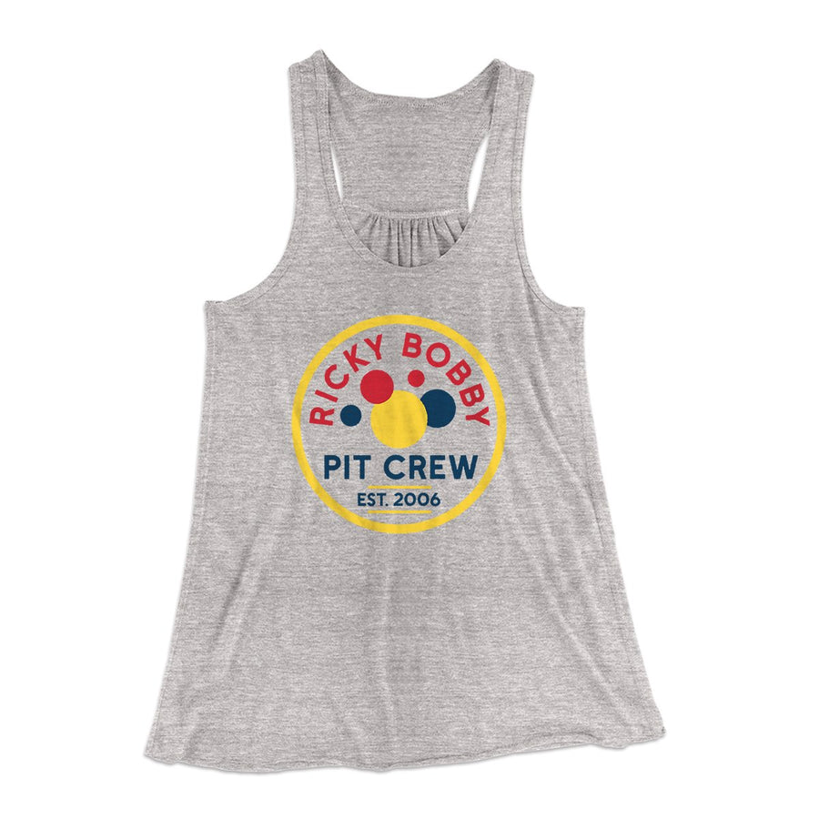Ricky Bobby Pit Crew Women's Flowey Tank Top Athletic Heather | Funny Shirt from Famous In Real Life