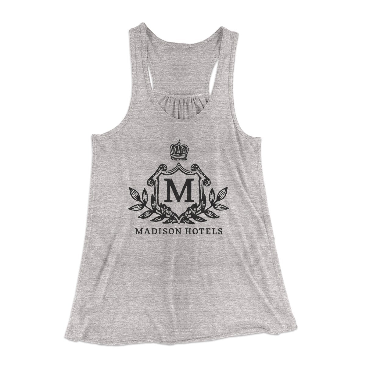 Madison Hotels Women's Flowey Tank Top Athletic Heather | Funny Shirt from Famous In Real Life