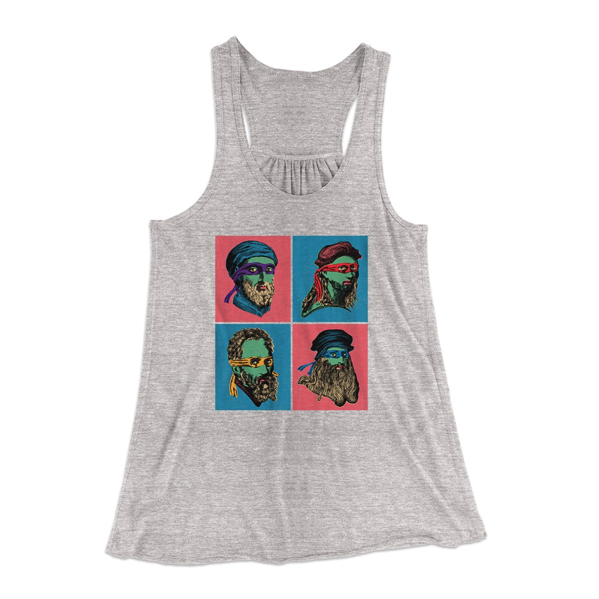 Teenage Mutant Ninja Artists Women's Flowey Tank Top Athletic Heather | Funny Shirt from Famous In Real Life