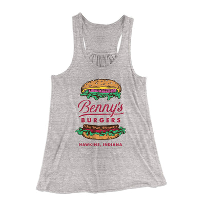 Benny's Burgers Women's Flowey Tank Top Athletic Heather | Funny Shirt from Famous In Real Life