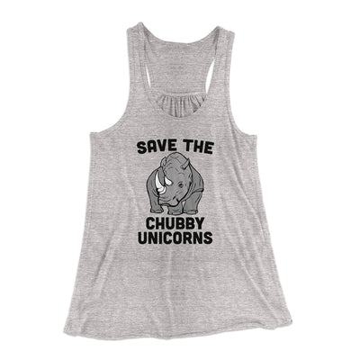Save The Chubby Unicorns Women's Flowey Tank Top Athletic Heather | Funny Shirt from Famous In Real Life