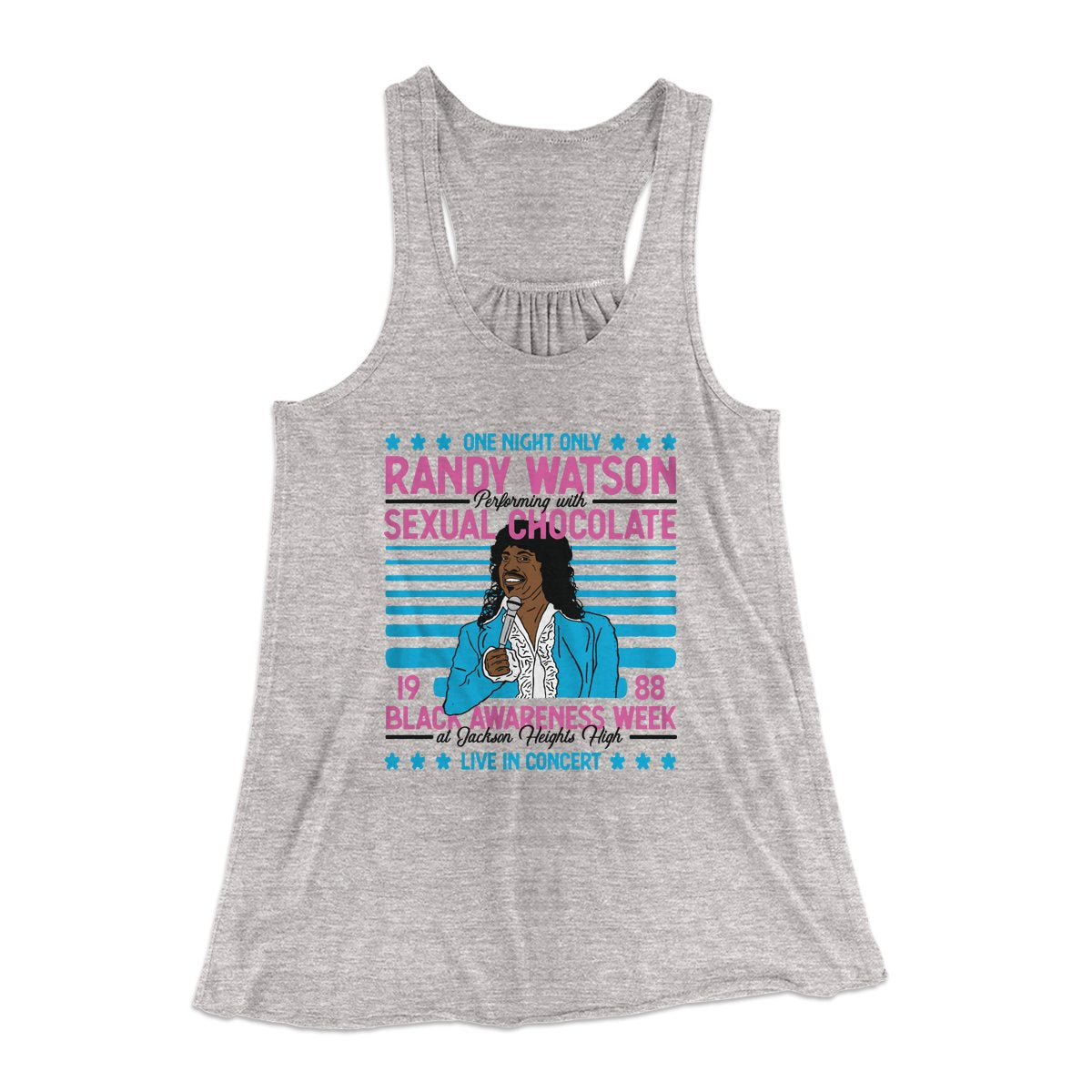 Randy Watson Sexual Chocolate Women's Flowey Tank Top Athletic Heather | Funny Shirt from Famous In Real Life