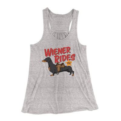 Wiener Rides Women's Flowey Tank Top Athletic Heather | Funny Shirt from Famous In Real Life