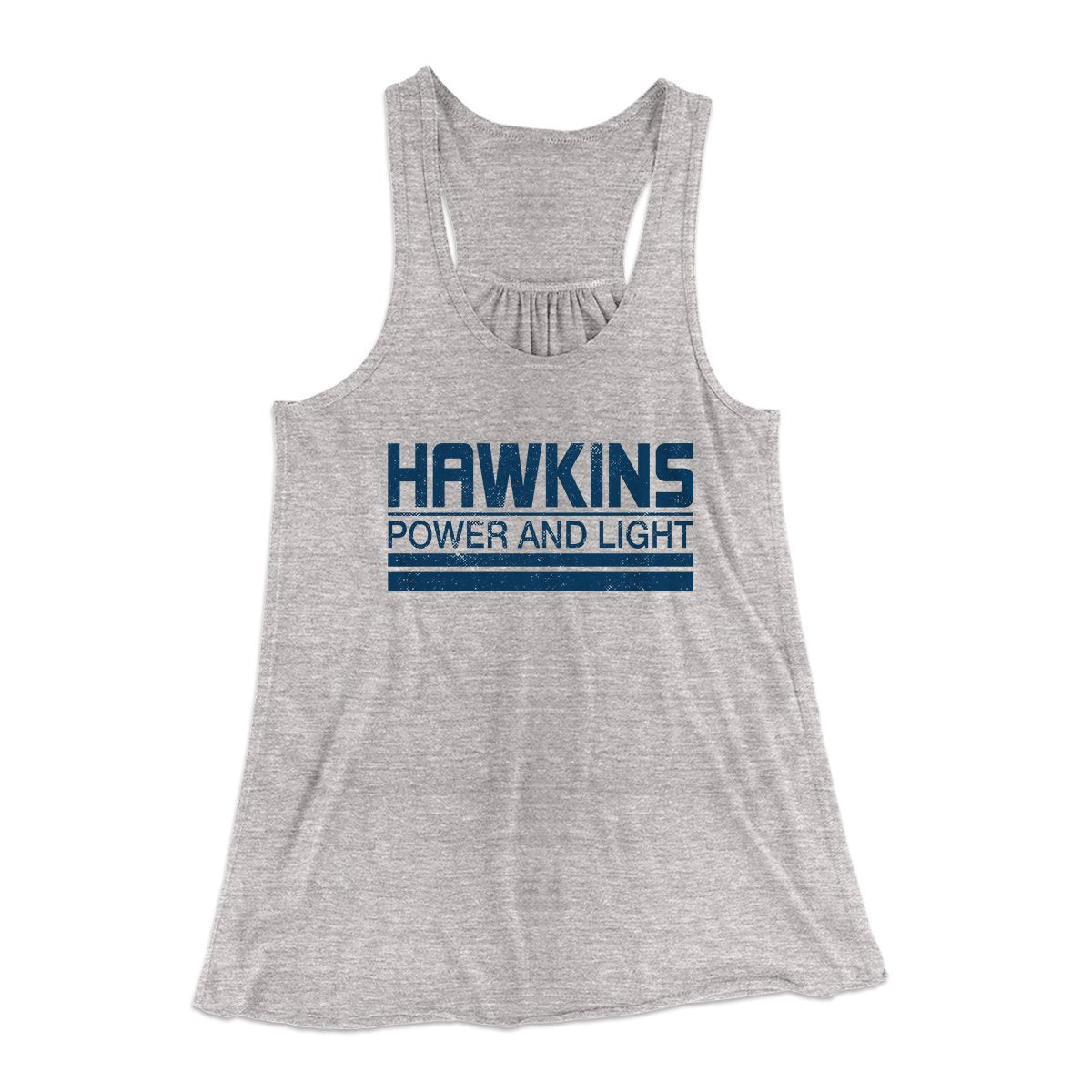 Hawkins Power and Light Women's Flowey Tank Top Athletic Heather | Funny Shirt from Famous In Real Life
