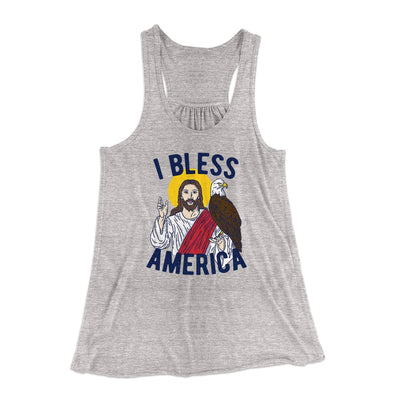 I Bless America Women's Flowey Tank Top Athletic Heather | Funny Shirt from Famous In Real Life