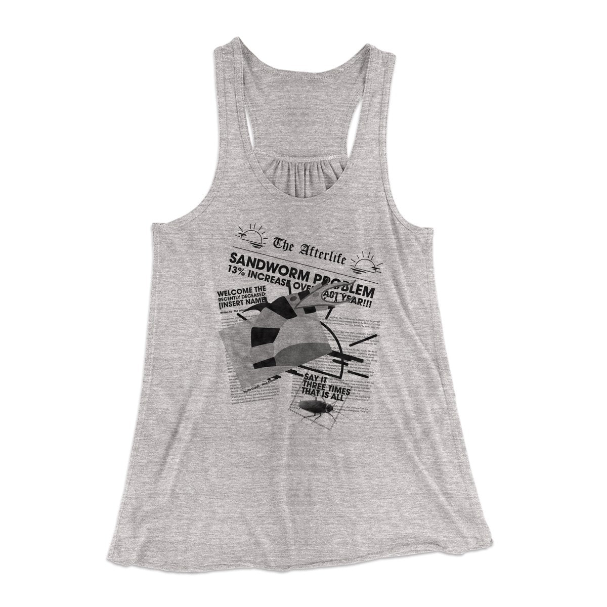 Sandworm Problem Increases Women's Flowey Tank Top Athletic Heather | Funny Shirt from Famous In Real Life