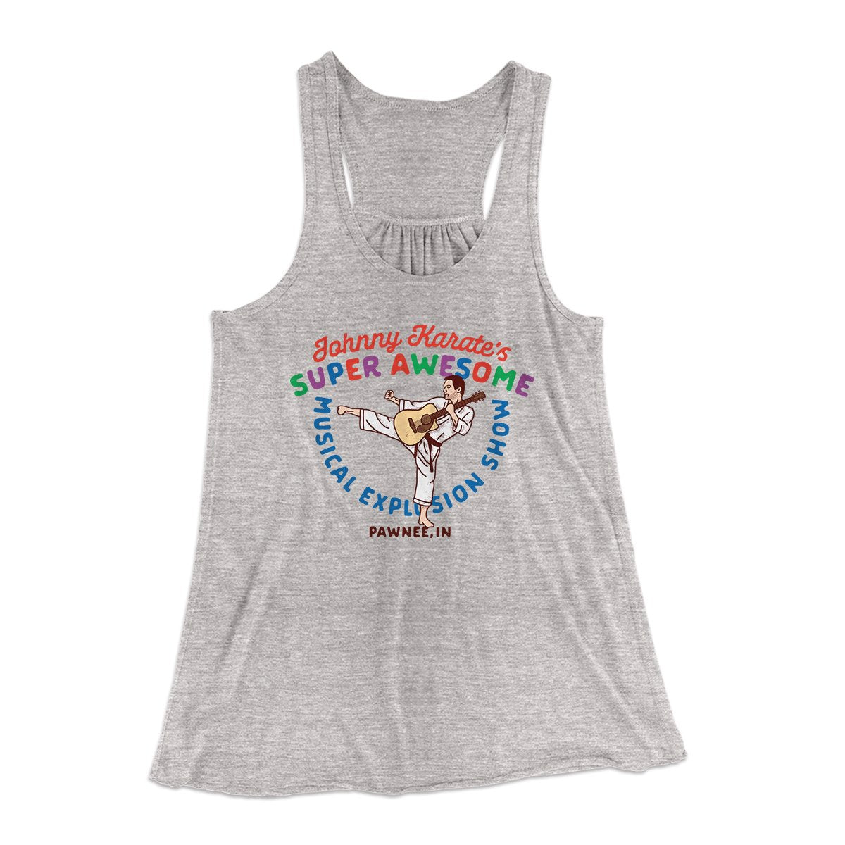 Johnny Karate Women's Flowey Tank Top Athletic Heather | Funny Shirt from Famous In Real Life