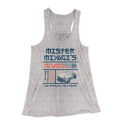 Mr. Miyagi's Car Detailing Women's Flowey Tank Top Athletic Heather | Funny Shirt from Famous In Real Life