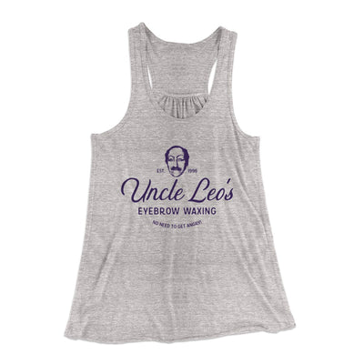 Uncle Leo's Eyebrow Waxing Women's Flowey Tank Top Athletic Heather | Funny Shirt from Famous In Real Life