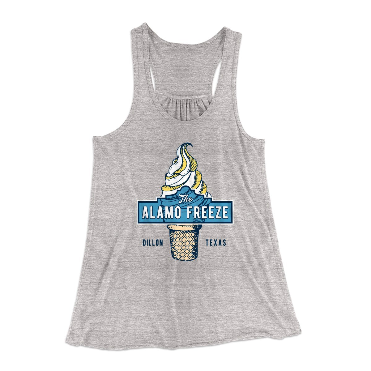 The Alamo Freeze Women's Flowey Tank Top Athletic Heather | Funny Shirt from Famous In Real Life