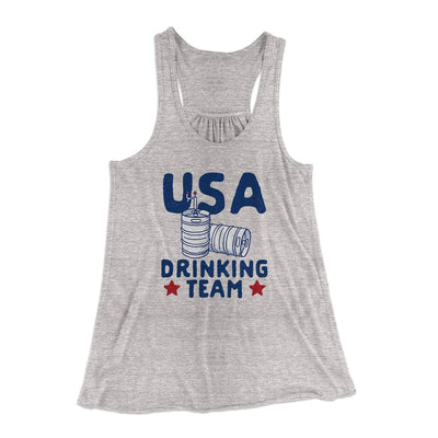 USA Drinking Team Women's Flowey Tank Top Athletic Heather | Funny Shirt from Famous In Real Life
