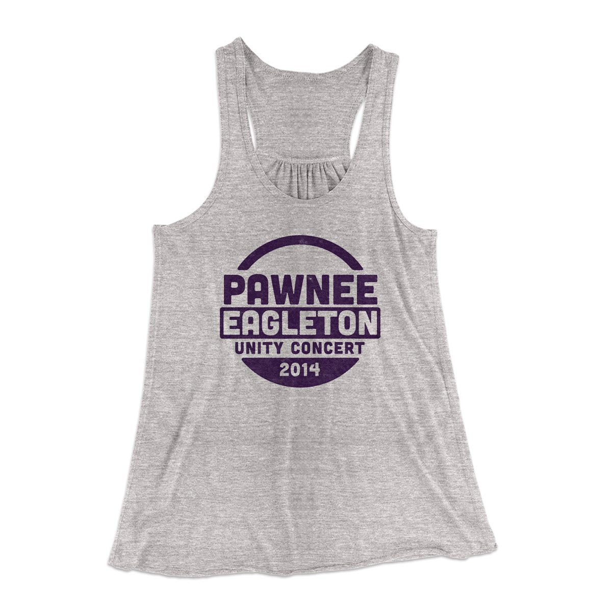 Pawnee Eagleton Unity Concert Women's Flowey Tank Top Athletic Heather | Funny Shirt from Famous In Real Life