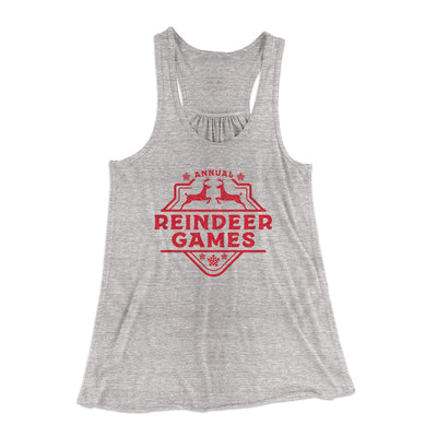 Reindeer Games Women's Flowey Racerback Tank Top Athletic Heather | Funny Shirt from Famous In Real Life