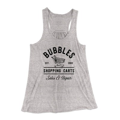 Bubbles Shopping Carts Women's Flowey Tank Top Athletic Heather | Funny Shirt from Famous In Real Life
