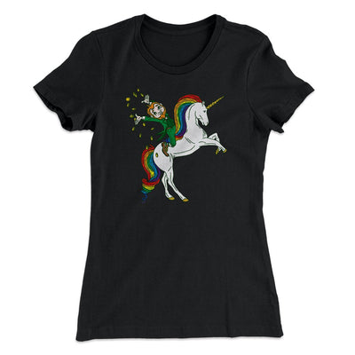 Leprechaun Unicorn Jockey Women's T-Shirt Black | Funny Shirt from Famous In Real Life