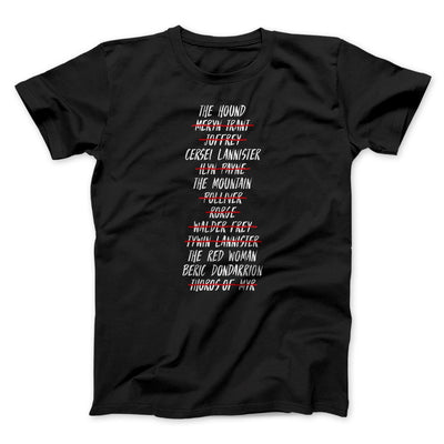Arya's Kill List Men/Unisex T-Shirt Black | Funny Shirt from Famous In Real Life