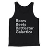 Bears, Beets, Battlestar Galactica Men/Unisex Tank Top Black | Funny Shirt from Famous In Real Life