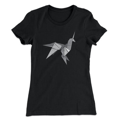 Origami Unicorn Women's T-Shirt Black | Funny Shirt from Famous In Real Life