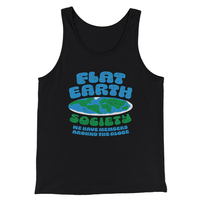 Flat Earth Society Funny Men/Unisex Tank Black | Funny Shirt from Famous In Real Life