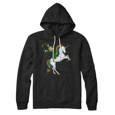 Leprechaun Unicorn Jockey Hoodie Black | Funny Shirt from Famous In Real Life