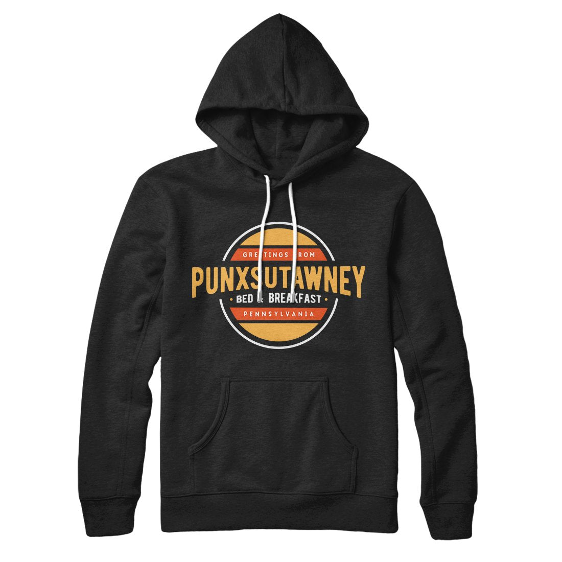Punxsutawney Bed and Breakfast Hoodie Black | Funny Shirt from Famous In Real Life