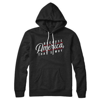 Because America, That's Why Hoodie Black | Funny Shirt from Famous In Real Life