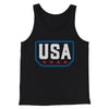 USA Badge Logo Men/Unisex Tank Top Black | Funny Shirt from Famous In Real Life