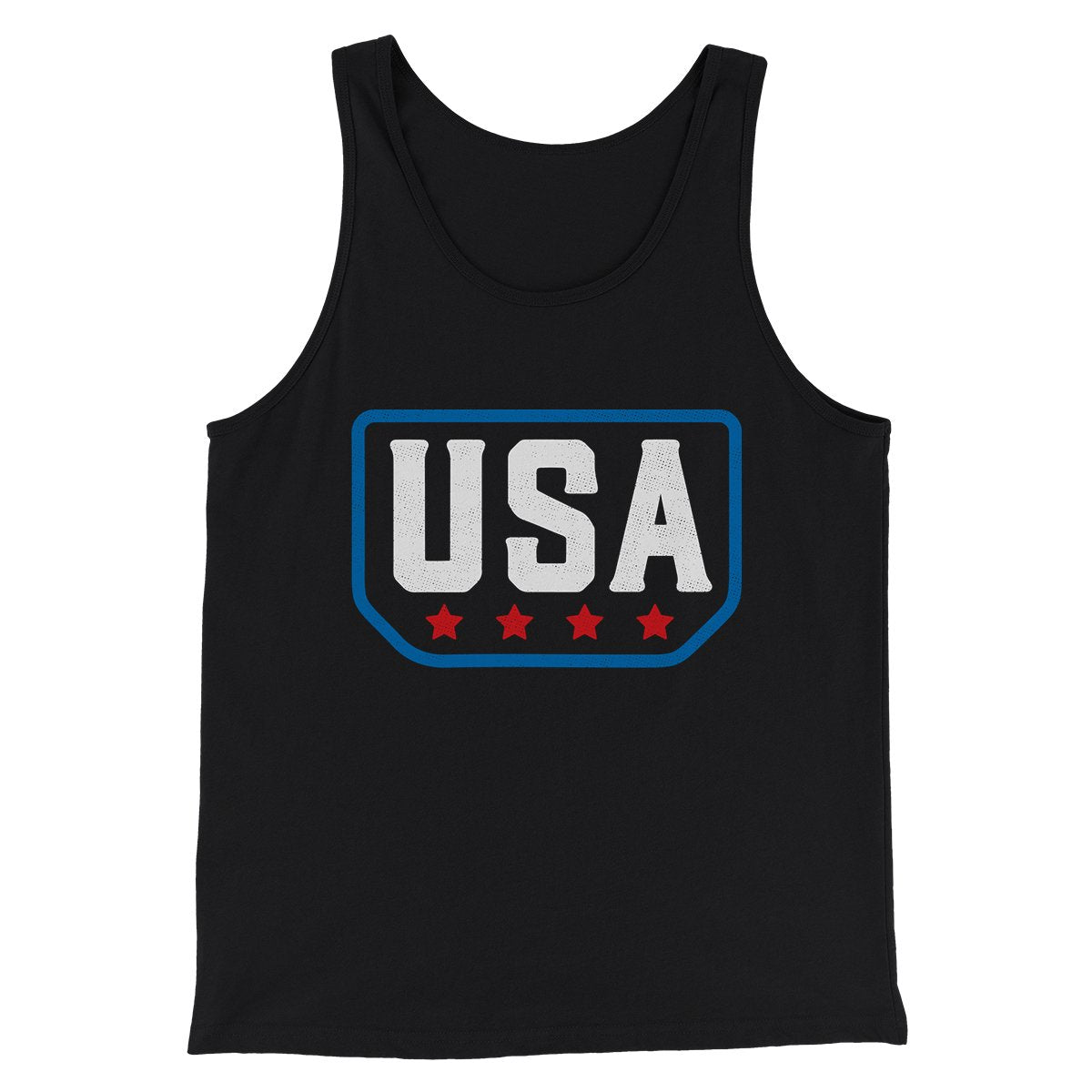 USA Badge Logo Men/Unisex Tank Top Black | Funny Shirt from Famous In Real Life