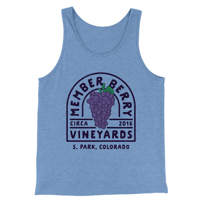 Member Berry Vineyards Men/Unisex Tank Top Blue TriBlend | Funny Shirt from Famous In Real Life
