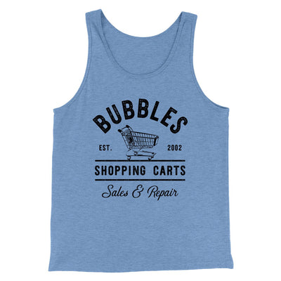 Bubbles Shopping Carts Men/Unisex Tank Top Blue TriBlend | Funny Shirt from Famous In Real Life