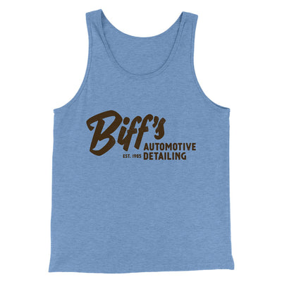 Biff's Auto Detailing Funny Movie Men/Unisex Tank Top Blue TriBlend | Funny Shirt from Famous In Real Life