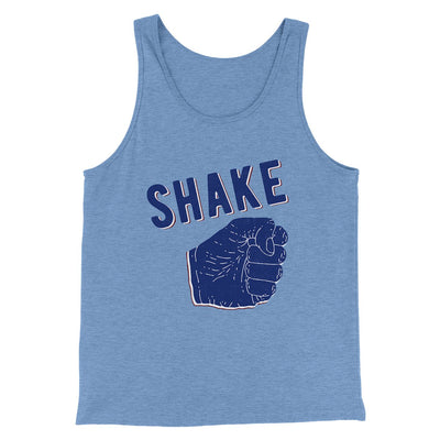 Shake Men/Unisex Tank Top Blue TriBlend | Funny Shirt from Famous In Real Life