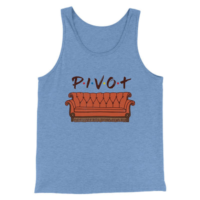 Pivot Men/Unisex Tank Top Blue TriBlend | Funny Shirt from Famous In Real Life