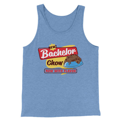 Bachelor Chow Men/Unisex Tank Top Blue TriBlend | Funny Shirt from Famous In Real Life
