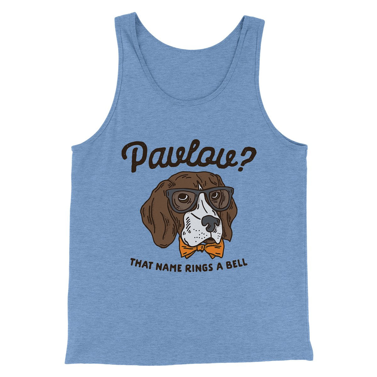 Pavlov's Dog Men/Unisex Tank Top Blue TriBlend | Funny Shirt from Famous In Real Life