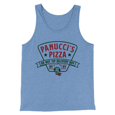 Panucci's Pizza Men/Unisex Tank Top Blue TriBlend | Funny Shirt from Famous In Real Life