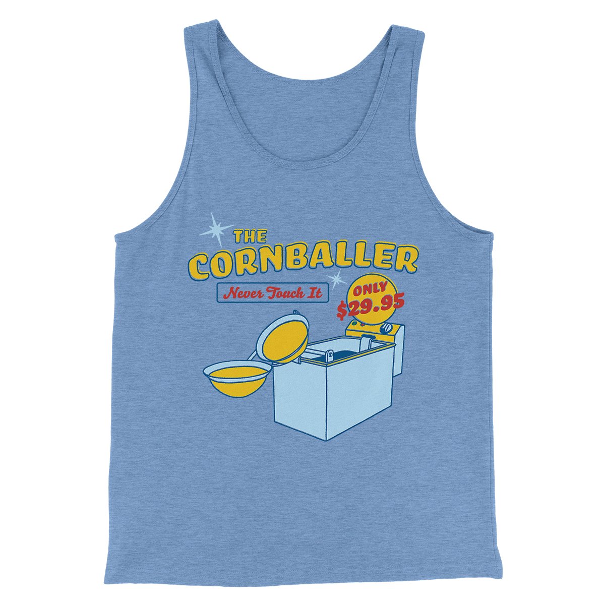The Cornballer Men/Unisex Tank Top Blue TriBlend | Funny Shirt from Famous In Real Life