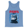 PAWS Men/Unisex Tank Top Blue TriBlend | Funny Shirt from Famous In Real Life