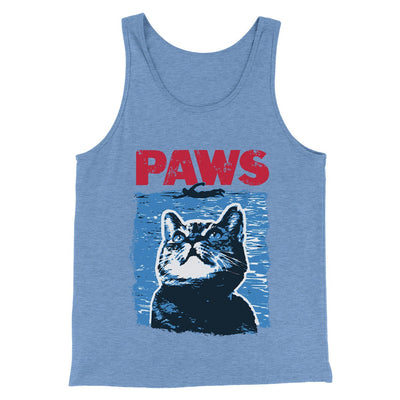 PAWS Men/Unisex Tank Top Blue TriBlend | Funny Shirt from Famous In Real Life