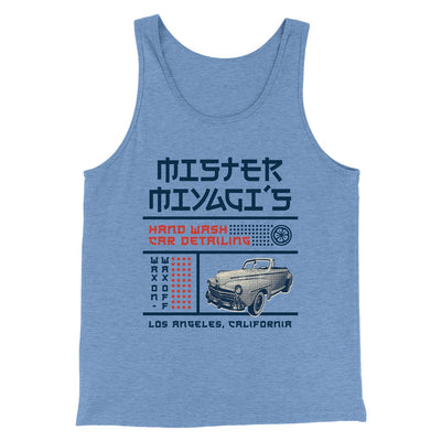 Mr. Miyagi's Car Detailing Funny Movie Men/Unisex Tank Top Blue TriBlend | Funny Shirt from Famous In Real Life