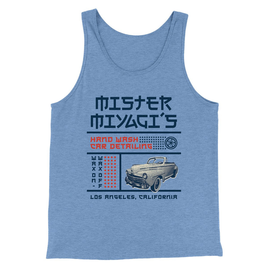Mr. Miyagi's Car Detailing Funny Movie Men/Unisex Tank Top Blue TriBlend | Funny Shirt from Famous In Real Life