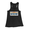 Outatime License Plate Women's Flowey Tank Top Black | Funny Shirt from Famous In Real Life