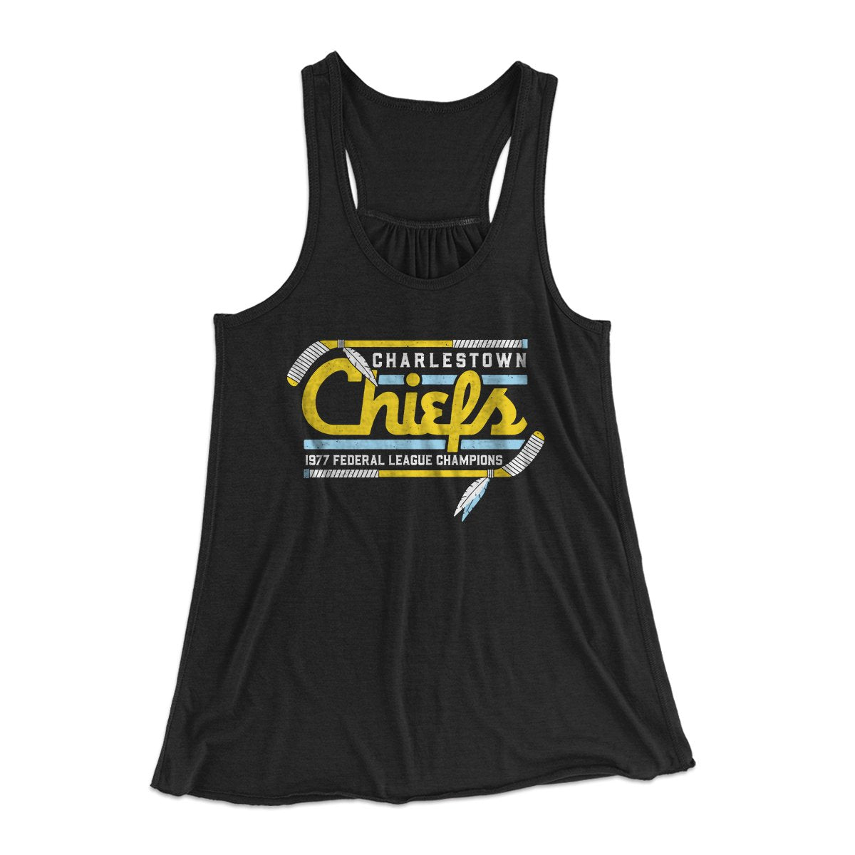 Charlestown Chiefs Women's Flowey Tank Top Black | Funny Shirt from Famous In Real Life